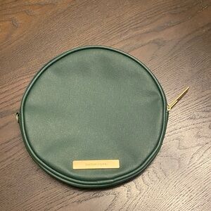 Green Round Faux Leather Pouch/ Cosmetic bag